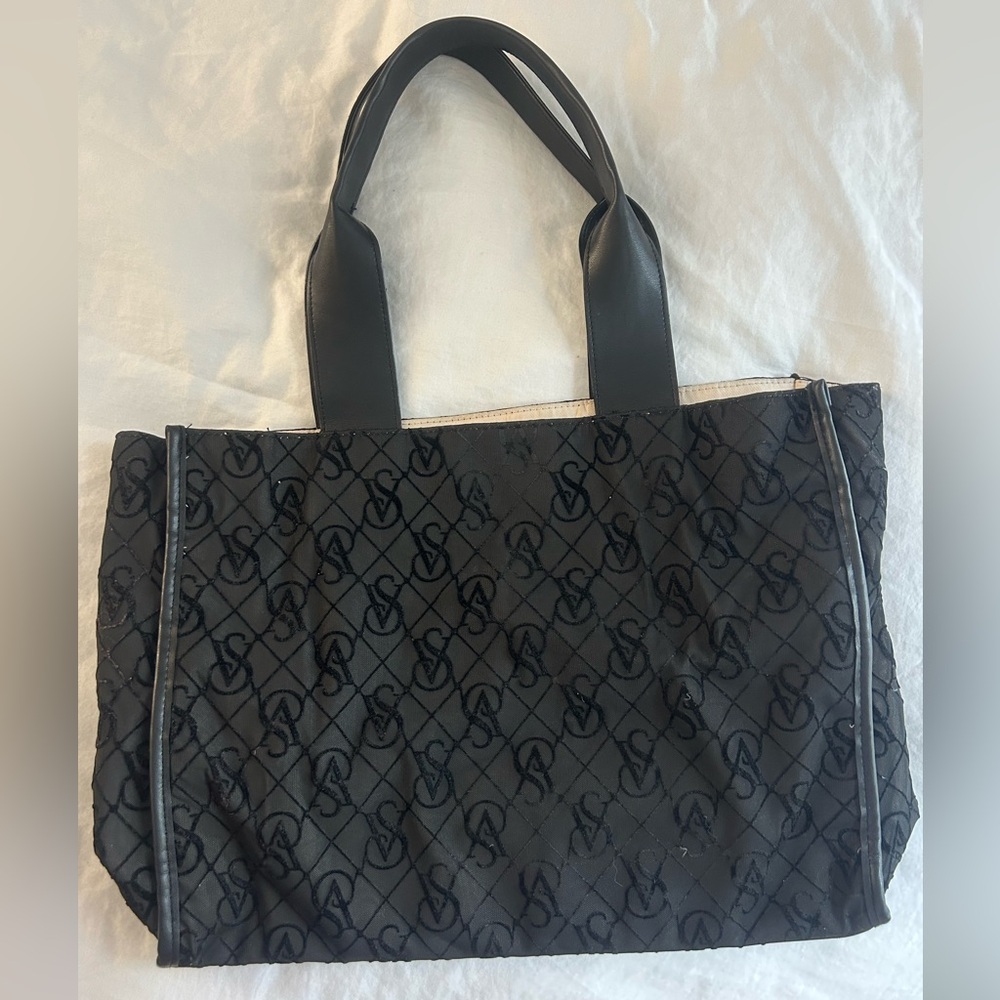 Black VICTORIA’S SECRET Mesh and Velvet Tote Bag